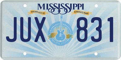 MS license plate JUX831