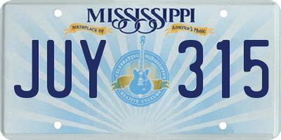MS license plate JUY315