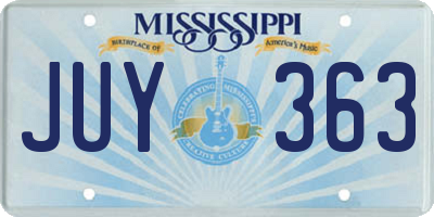 MS license plate JUY363