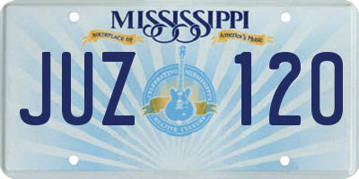 MS license plate JUZ120