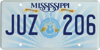 MS license plate JUZ206