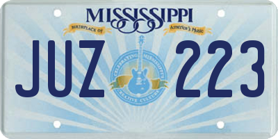 MS license plate JUZ223