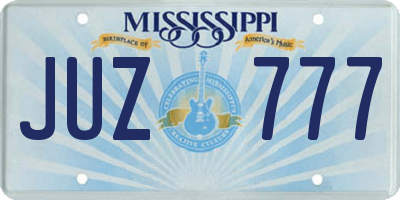 MS license plate JUZ777