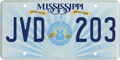 MS license plate JVD203