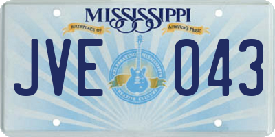 MS license plate JVE043