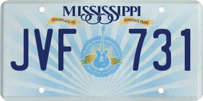 MS license plate JVF731