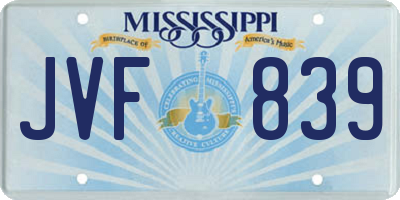 MS license plate JVF839