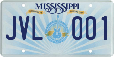 MS license plate JVL001