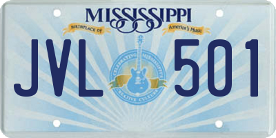 MS license plate JVL501