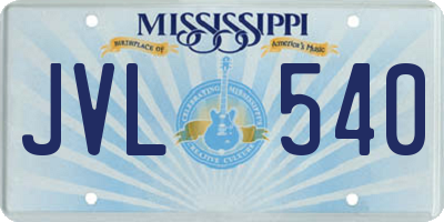 MS license plate JVL540