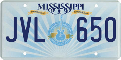 MS license plate JVL650