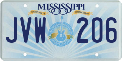 MS license plate JVW206