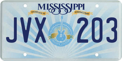 MS license plate JVX203