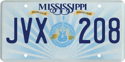 MS license plate JVX208