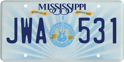 MS license plate JWA531