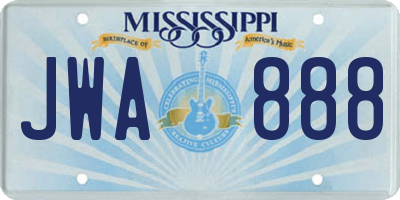 MS license plate JWA888