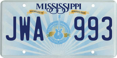 MS license plate JWA993