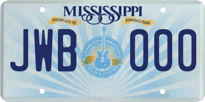 MS license plate JWB000