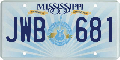 MS license plate JWB681