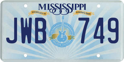 MS license plate JWB749