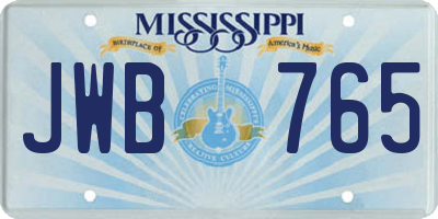 MS license plate JWB765