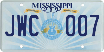 MS license plate JWC007