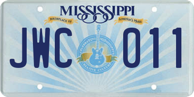 MS license plate JWC011