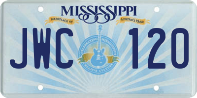 MS license plate JWC120