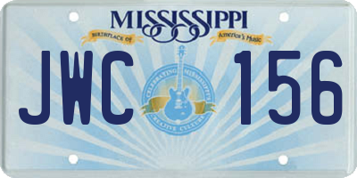 MS license plate JWC156