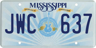MS license plate JWC637