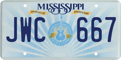 MS license plate JWC667