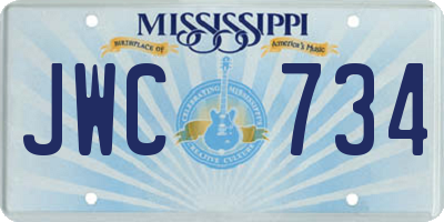 MS license plate JWC734