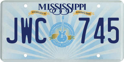 MS license plate JWC745