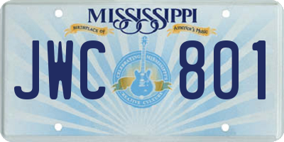 MS license plate JWC801