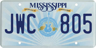 MS license plate JWC805