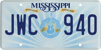 MS license plate JWC940