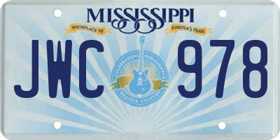 MS license plate JWC978