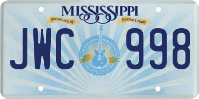 MS license plate JWC998