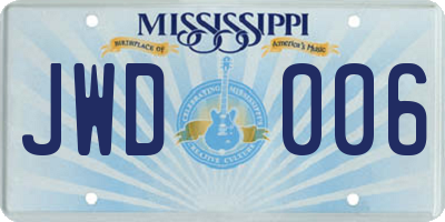 MS license plate JWD006