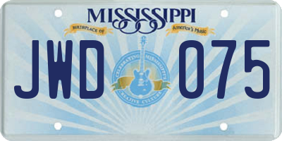 MS license plate JWD075