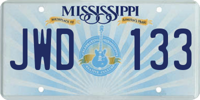 MS license plate JWD133