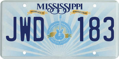 MS license plate JWD183