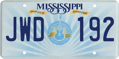 MS license plate JWD192