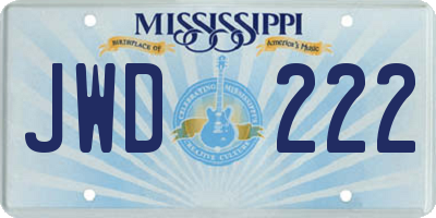MS license plate JWD222