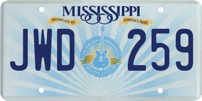 MS license plate JWD259