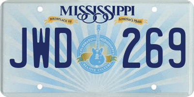 MS license plate JWD269