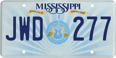 MS license plate JWD277