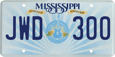 MS license plate JWD300