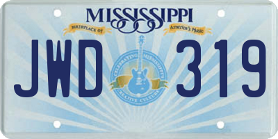 MS license plate JWD319