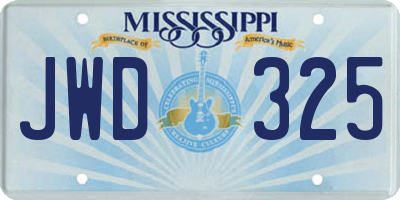 MS license plate JWD325